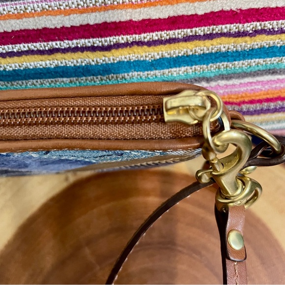 Vintage Coach Signature Y2K Denim Patchwork and Brown Leather Wristlet NWOT - Picture 11 of 11